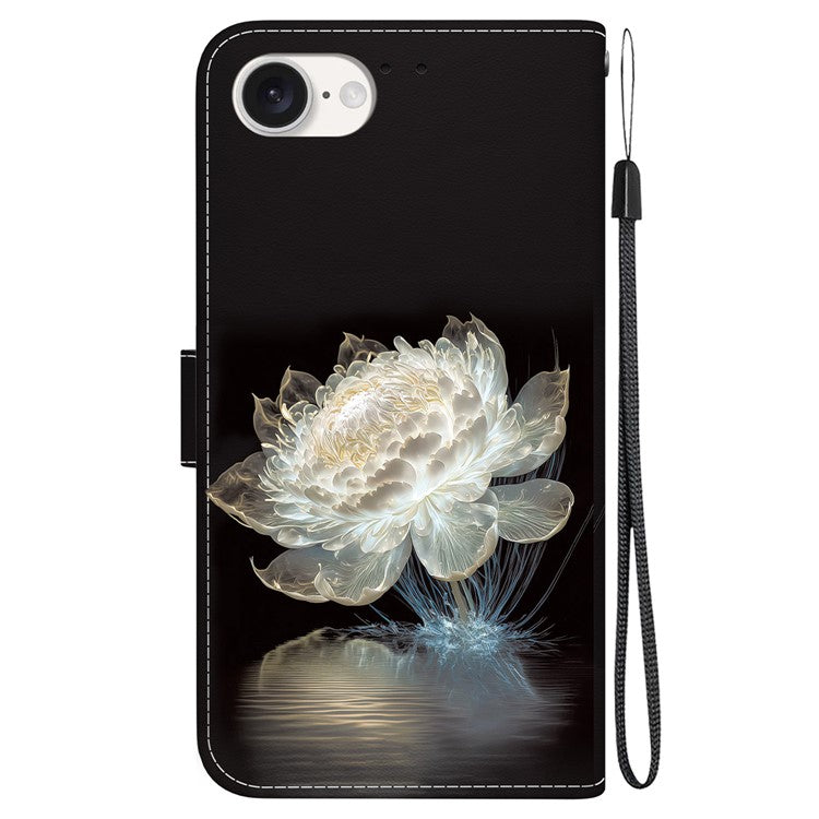 For iPhone 16e Case Pattern Print Scratch-Proof Leather Phone Cover with Wallet - Crystal Peony