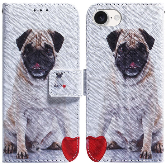 For iPhone 16e Wallet Phone Case Pattern Print Anti-Drop PU Leather Flip Cover - Dog