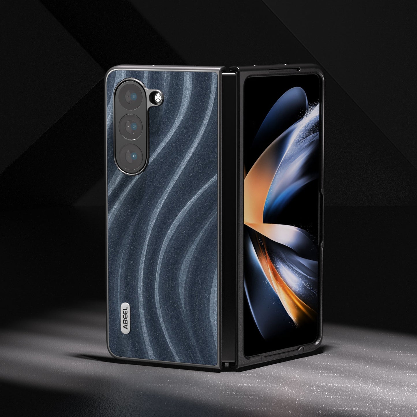 ABEEL Milky Way Series For Samsung Galaxy Z Fold6 5G Case PU Leather Coated Hard PC Phone Cover - Blue