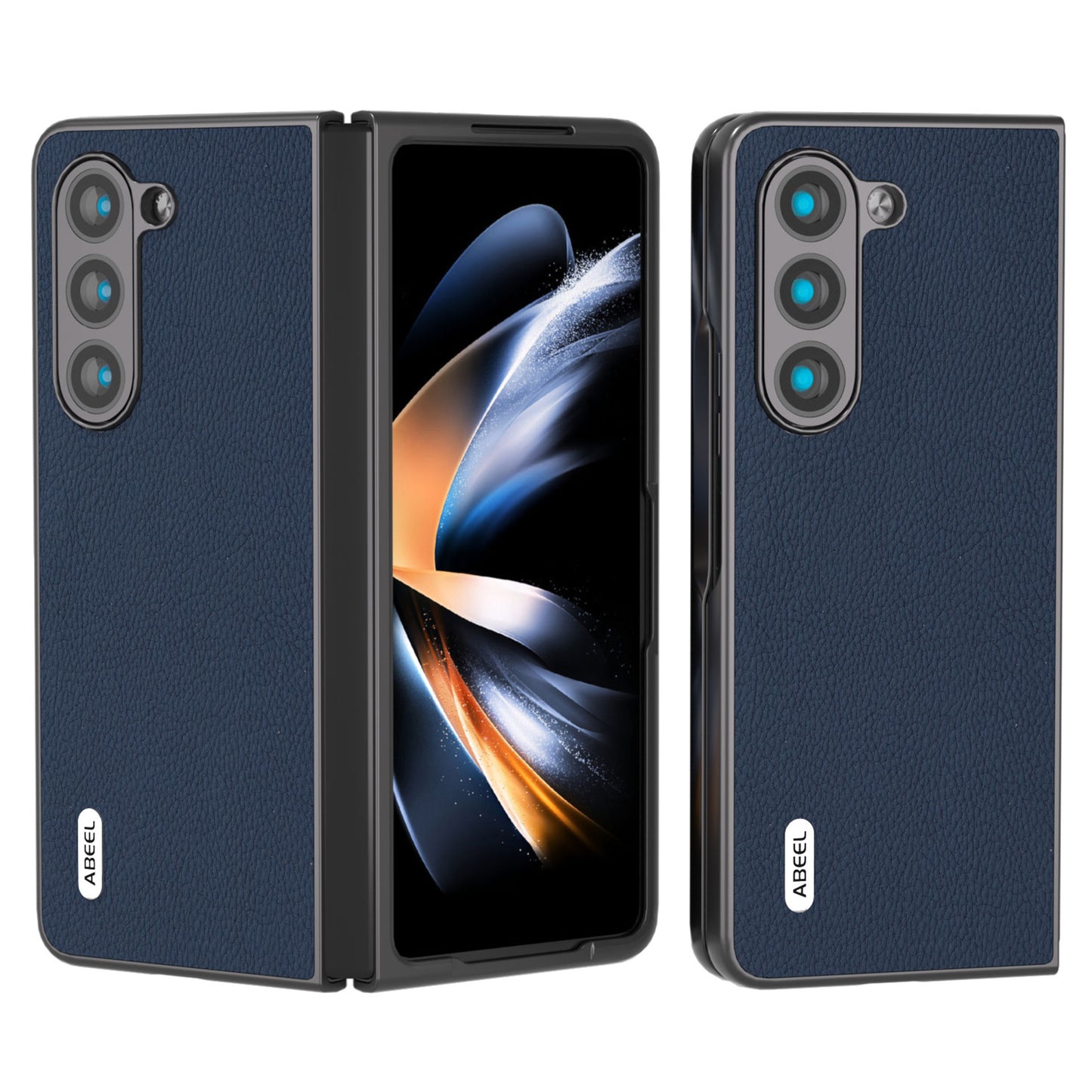 ABEEL For Samsung Galaxy Z Fold6 5G Case Litchi Texture Cowhide Leather+PC Phone Cover - Blue