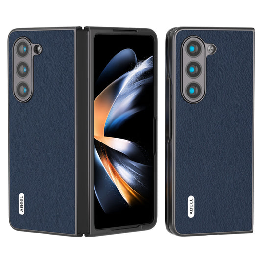 ABEEL For Samsung Galaxy Z Fold6 5G Case Litchi Texture Cowhide Leather+PC Phone Cover - Blue