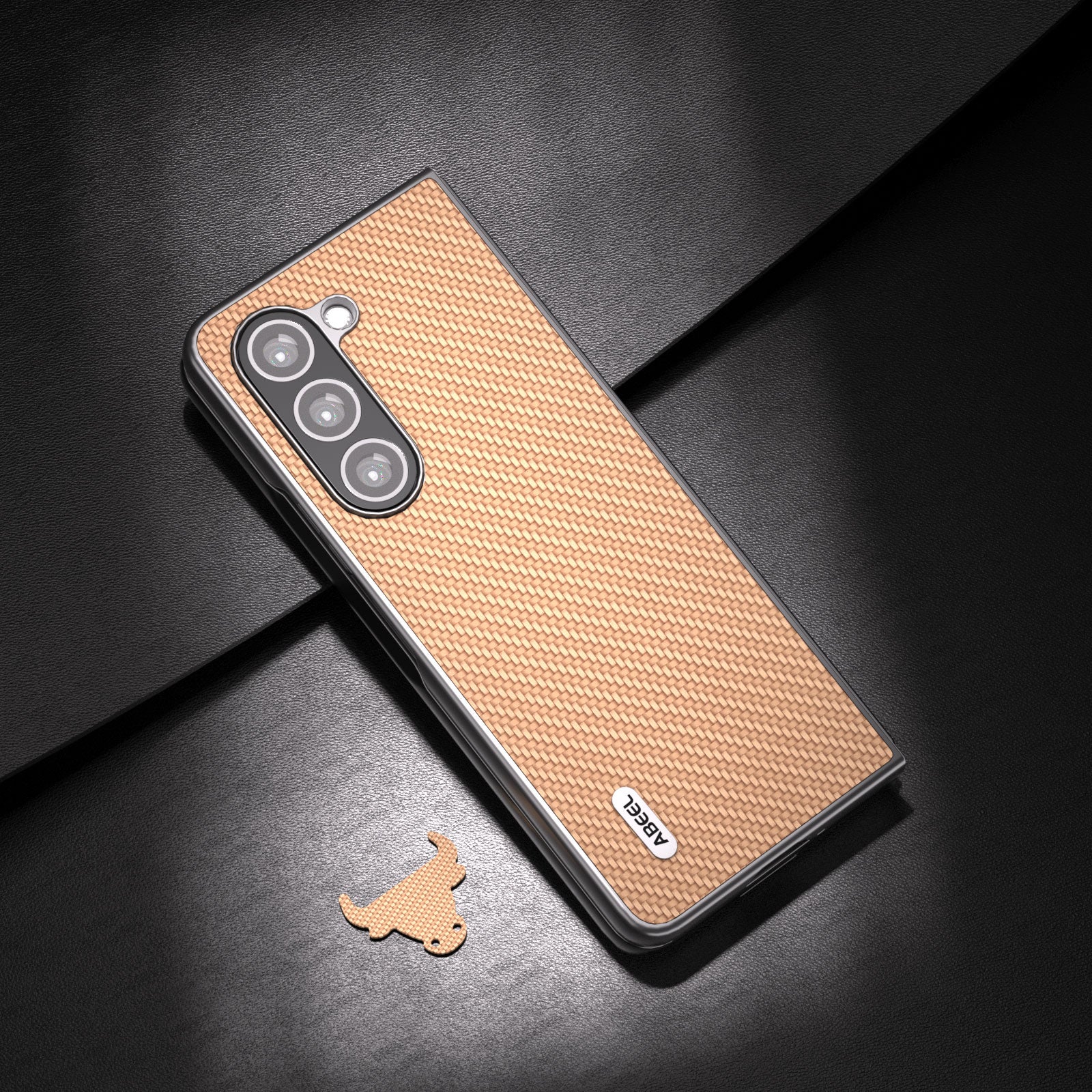 ABEEL For Samsung Galaxy Z Fold6 5G Phone Case Carbon Fiber Texture Protective Shell - Light Yellow