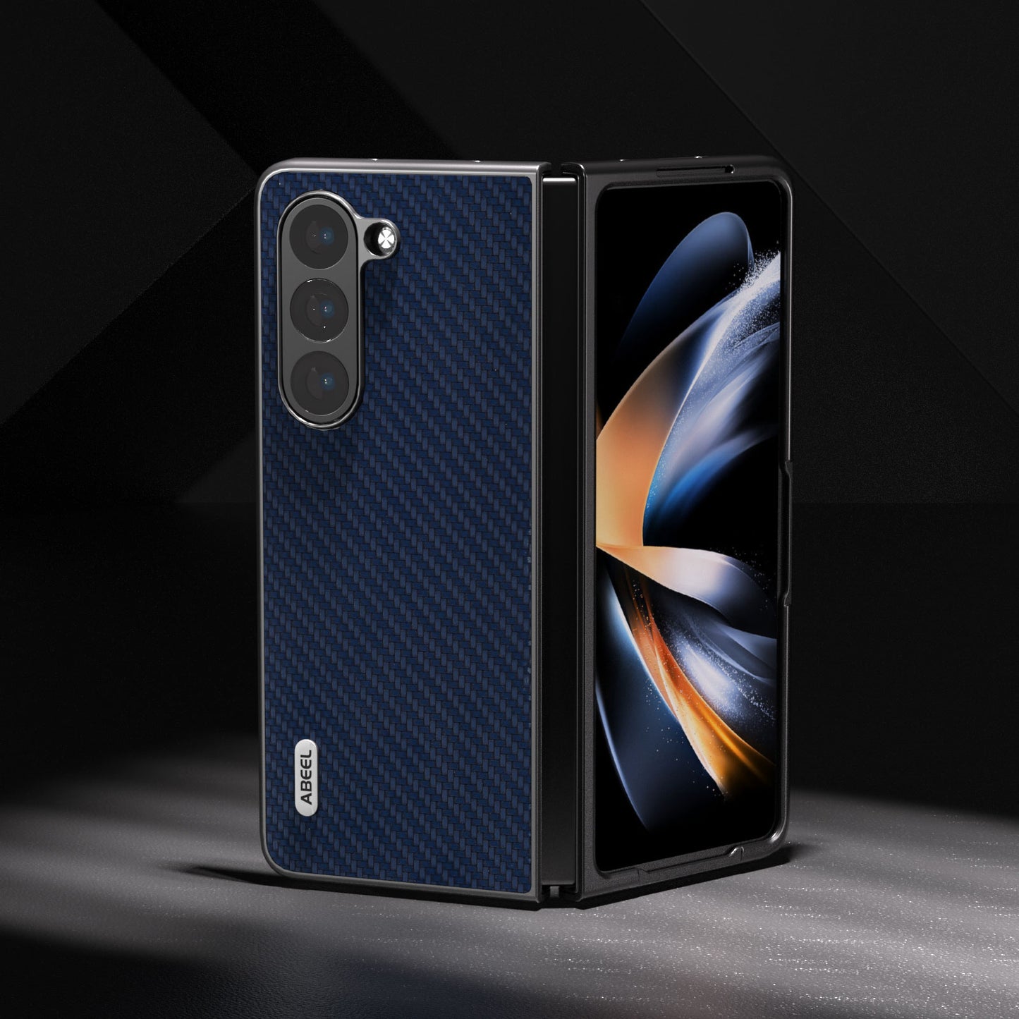 ABEEL For Samsung Galaxy Z Fold6 5G Phone Case Carbon Fiber Texture Protective Shell - Blue