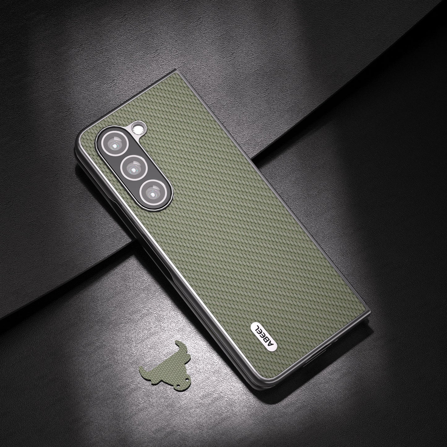 ABEEL For Samsung Galaxy Z Fold6 5G Phone Case Carbon Fiber Texture Protective Shell - Green