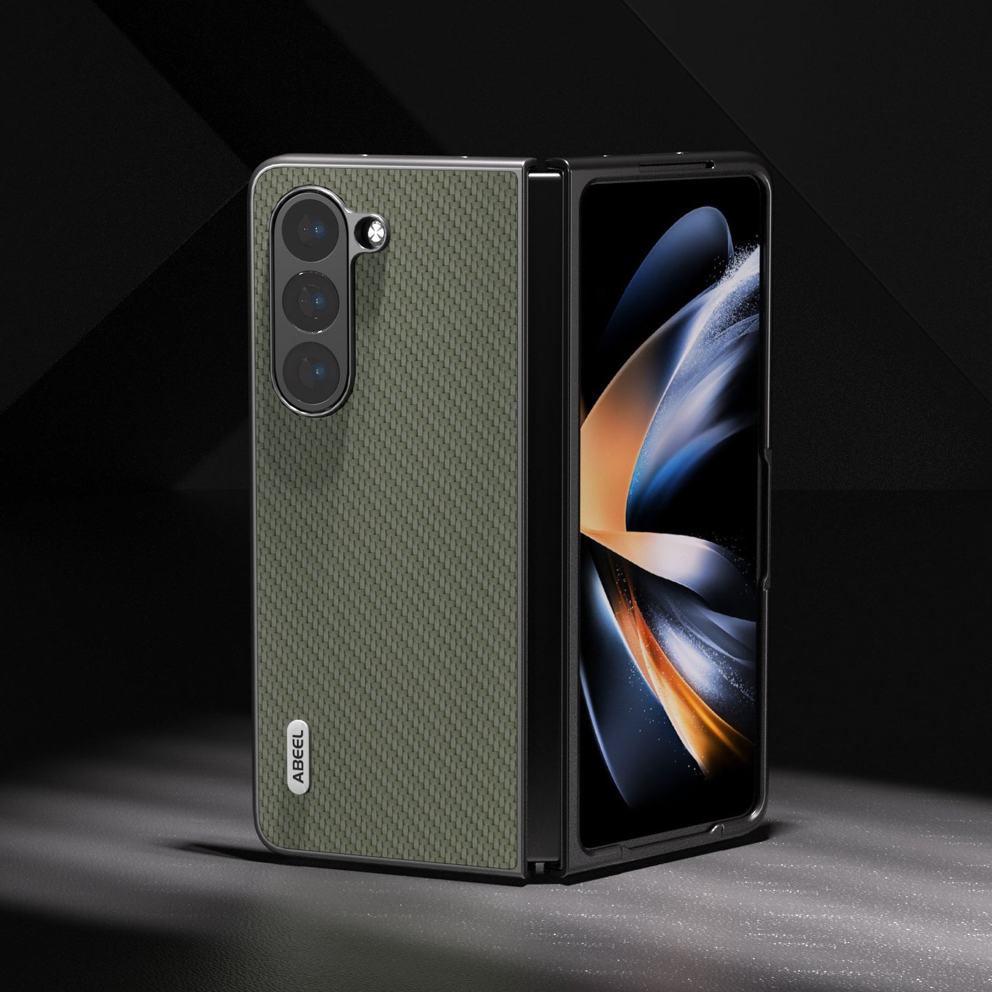 ABEEL For Samsung Galaxy Z Fold6 5G Phone Case Carbon Fiber Texture Protective Shell - Green