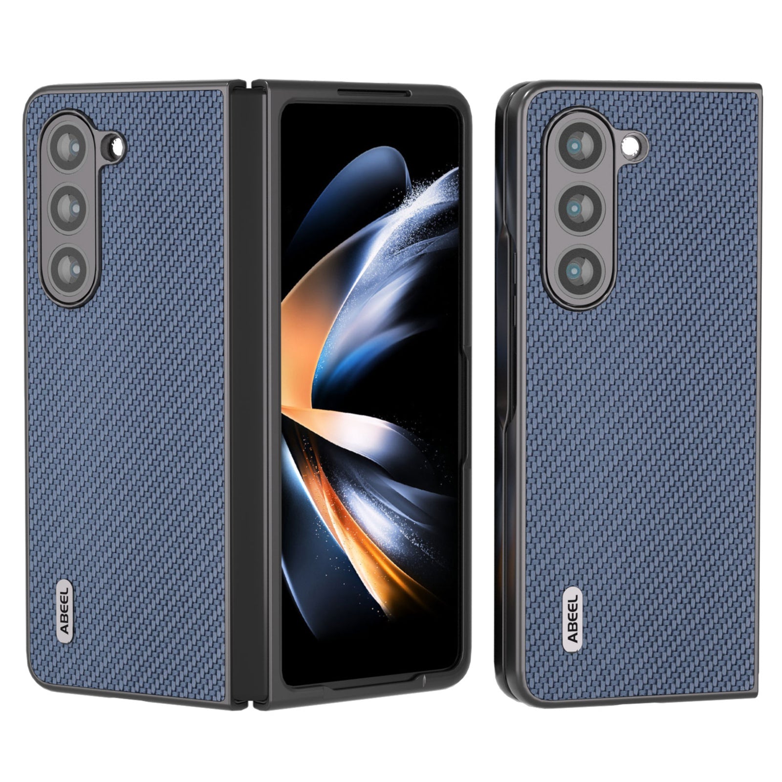 ABEEL For Samsung Galaxy Z Fold6 5G Phone Case Carbon Fiber Texture Protective Shell - Baby Blue