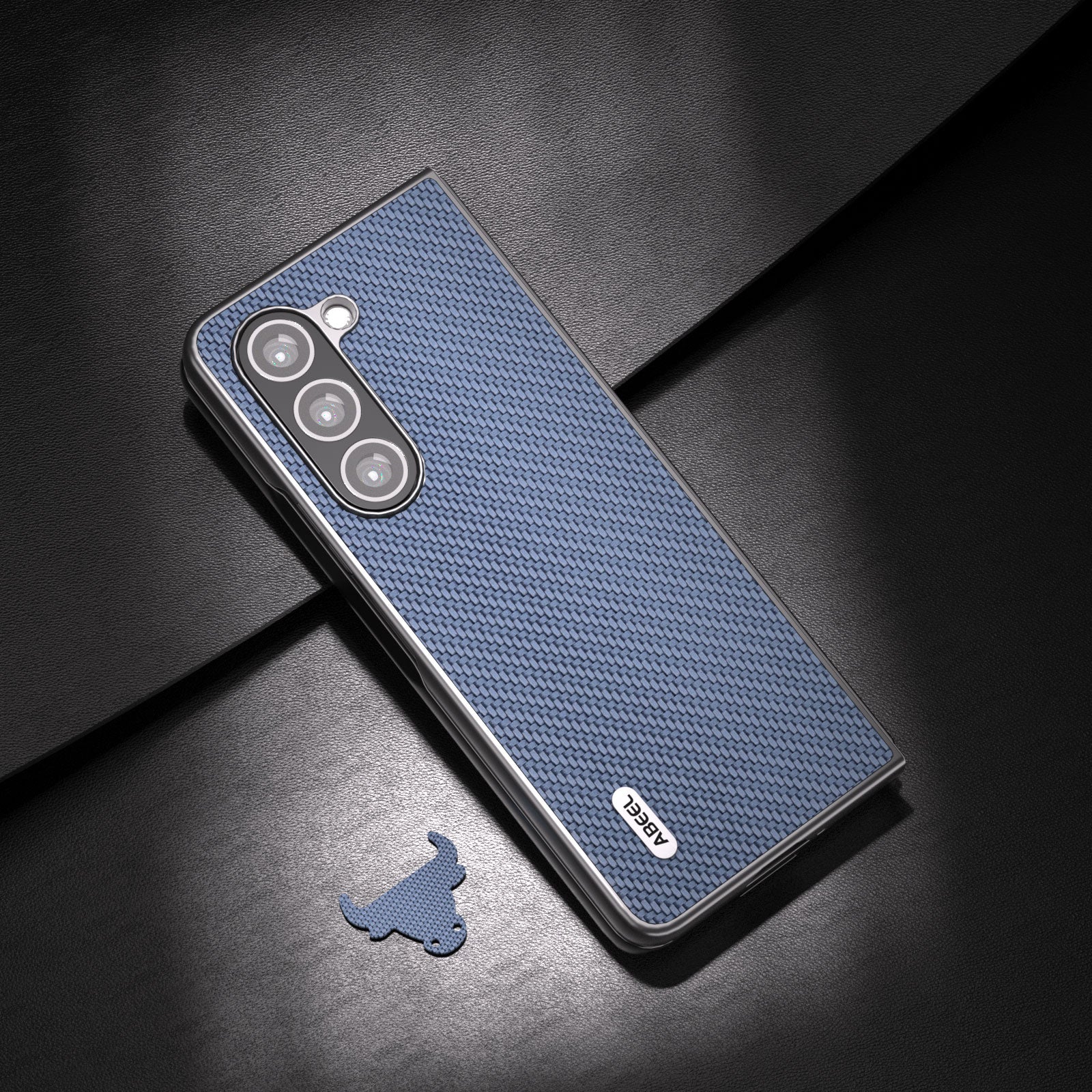 ABEEL For Samsung Galaxy Z Fold6 5G Phone Case Carbon Fiber Texture Protective Shell - Baby Blue