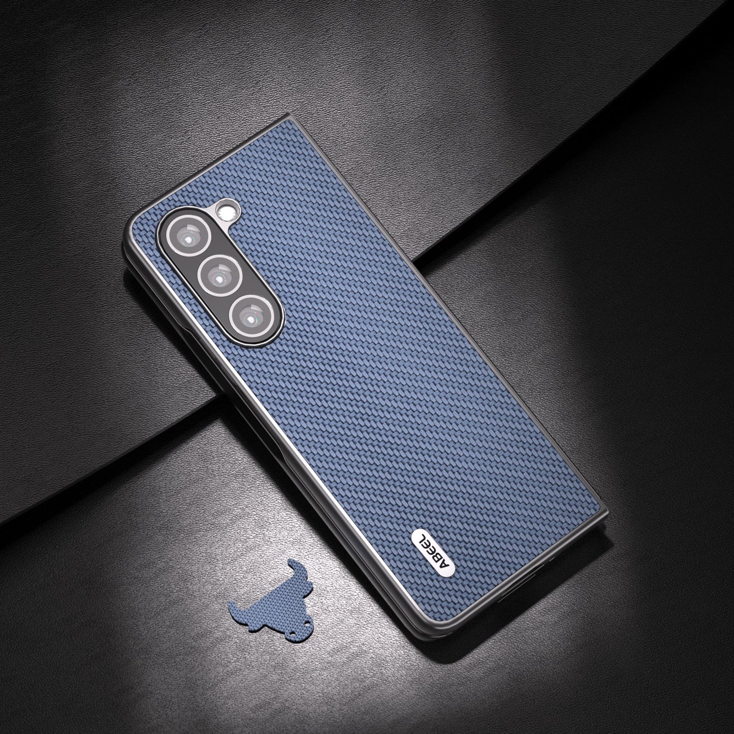 ABEEL For Samsung Galaxy Z Fold6 5G Phone Case Carbon Fiber Texture Protective Shell - Baby Blue