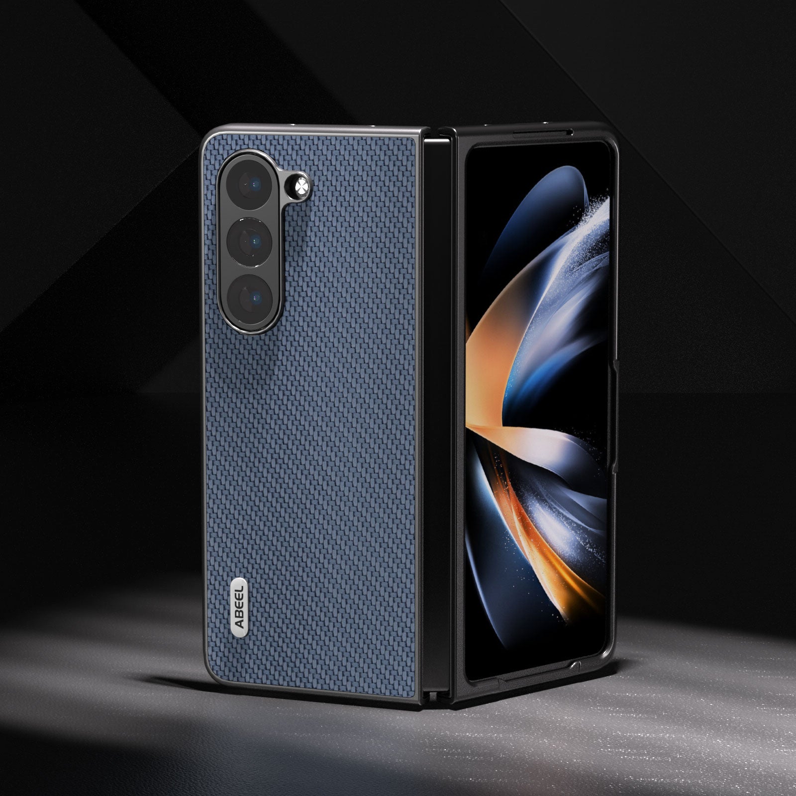 ABEEL For Samsung Galaxy Z Fold6 5G Phone Case Carbon Fiber Texture Protective Shell - Baby Blue