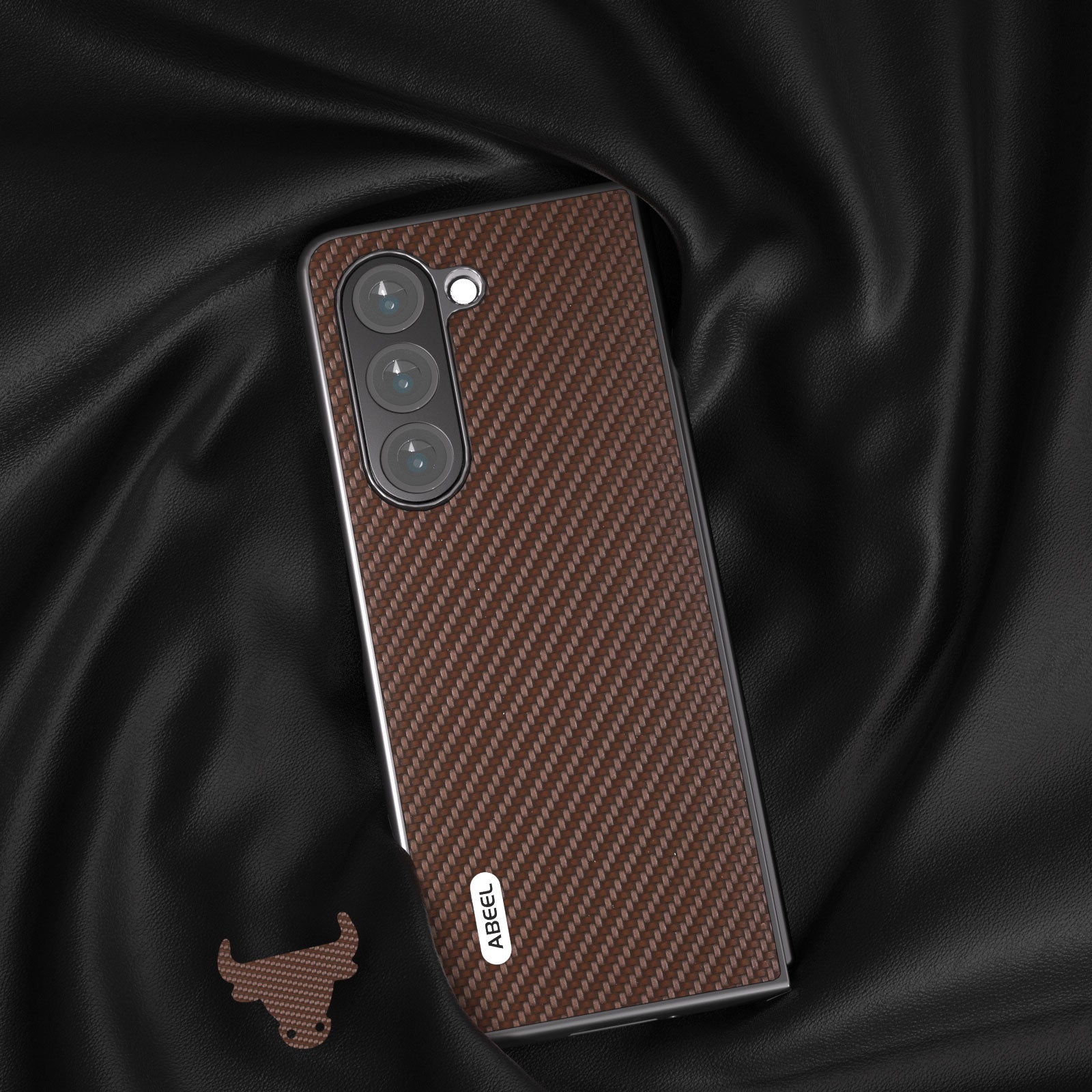 ABEEL For Samsung Galaxy Z Fold6 5G Phone Case Carbon Fiber Texture Protective Shell - Brown