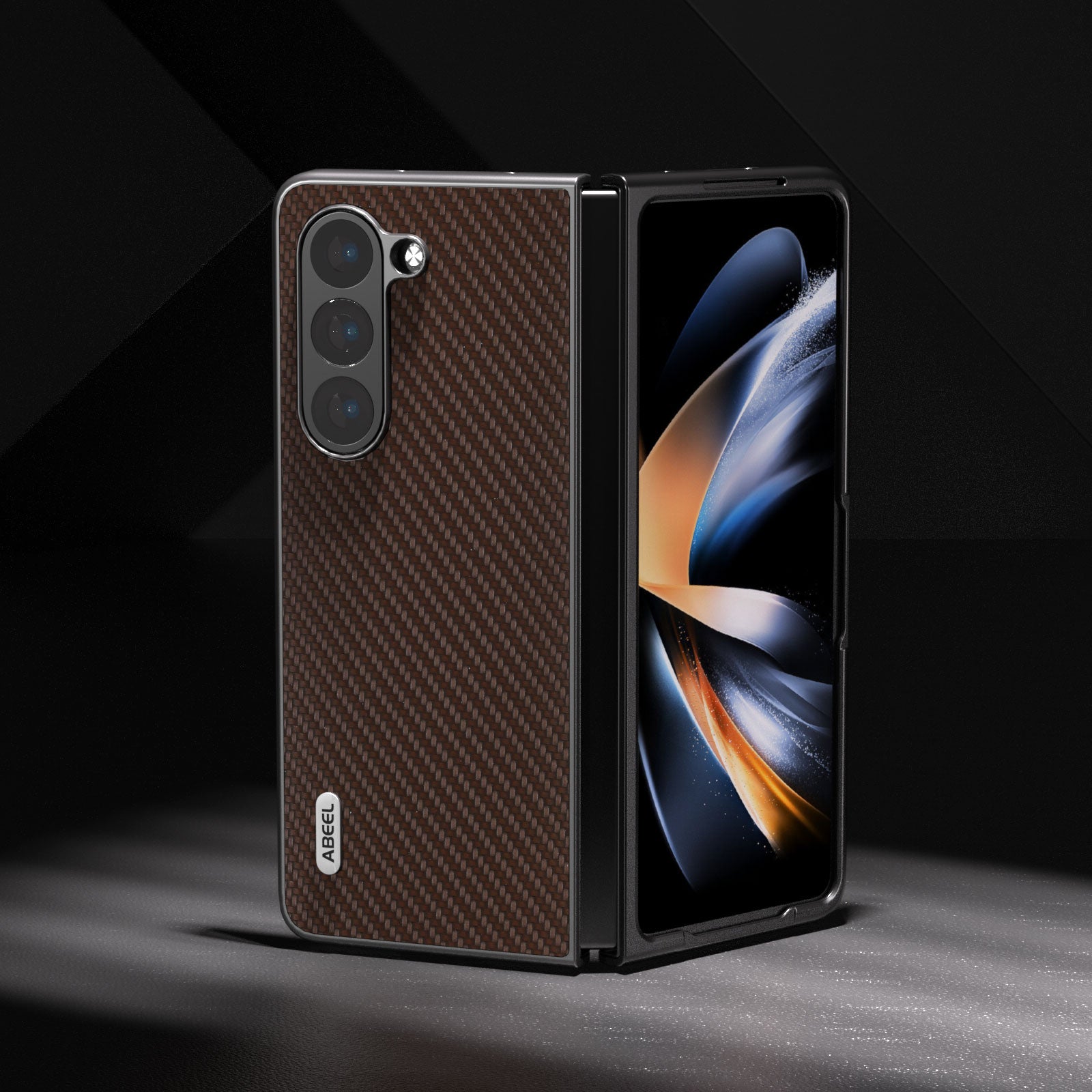 ABEEL For Samsung Galaxy Z Fold6 5G Phone Case Carbon Fiber Texture Protective Shell - Brown