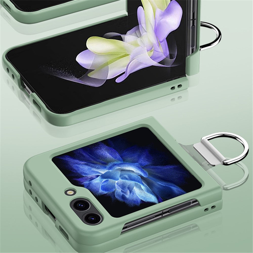 For Samsung Galaxy Z Flip7 FE 5G / Z Flip6 5G Hard PC Case Metal Ring Holder Anti-Slip Skin-Touch Phone Cover - Purple