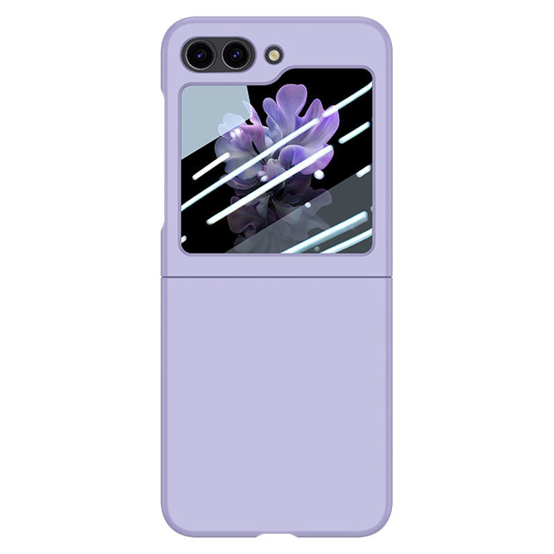 For Samsung Galaxy Z Flip6 5G Case Large Window Hard PC Phone Cover with Small Screen Film - Purple