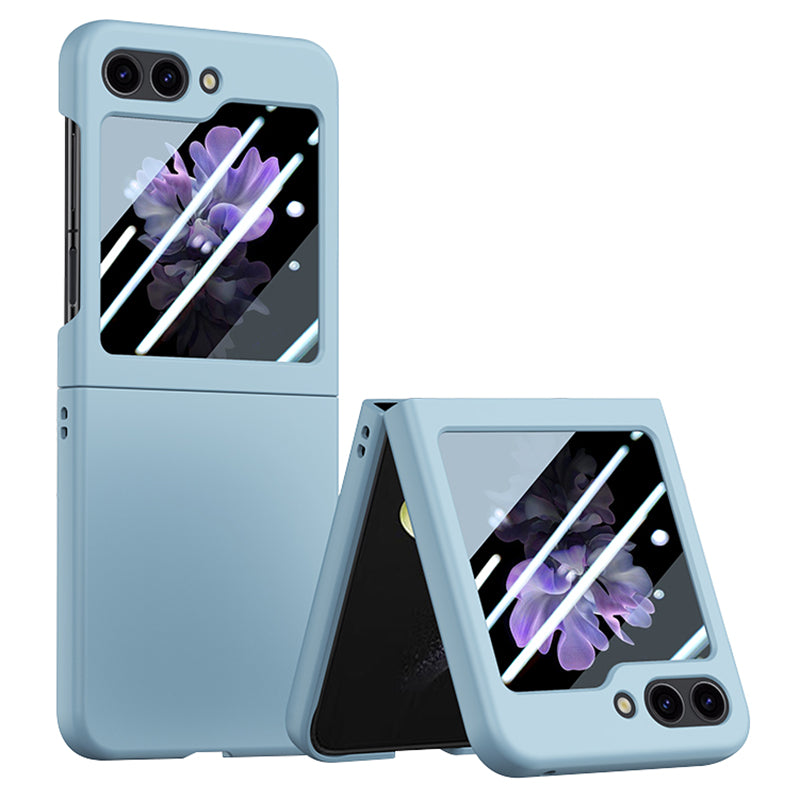 For Samsung Galaxy Z Flip6 5G Case Large Window Hard PC Phone Cover with Small Screen Film - Baby Blue