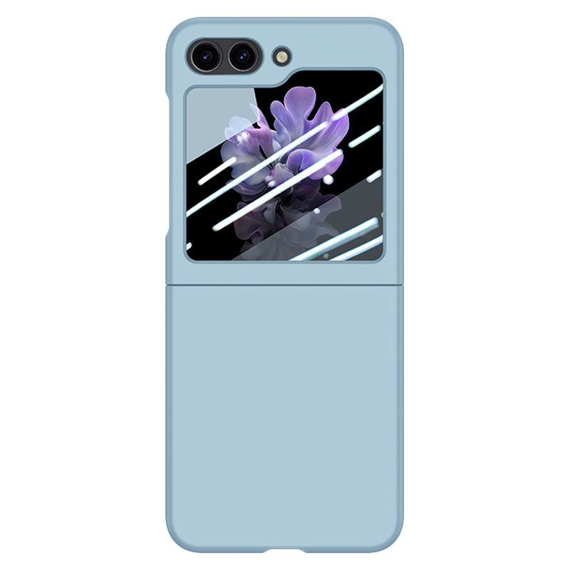 For Samsung Galaxy Z Flip6 5G Case Large Window Hard PC Phone Cover with Small Screen Film - Baby Blue