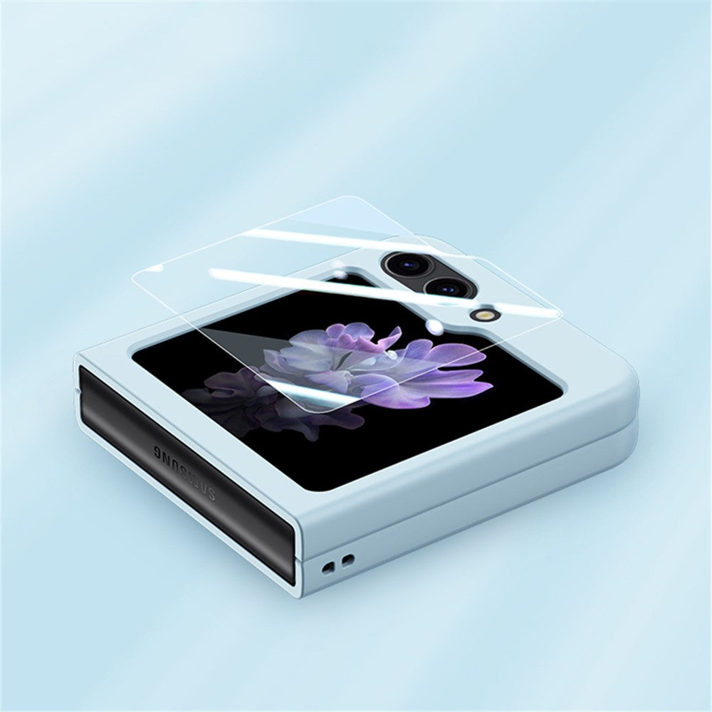 For Samsung Galaxy Z Flip7 FE 5G / Z Flip6 5G Case Large Window Hard PC Phone Cover with Small Screen Film - Baby Blue