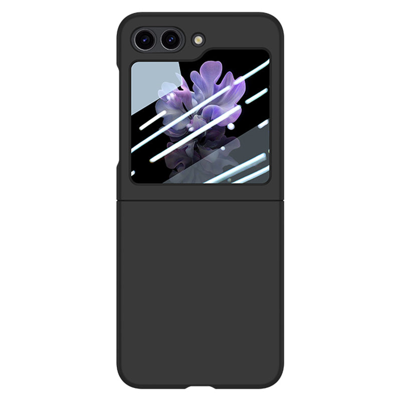 For Samsung Galaxy Z Flip6 5G Case Large Window Hard PC Phone Cover with Small Screen Film - Black