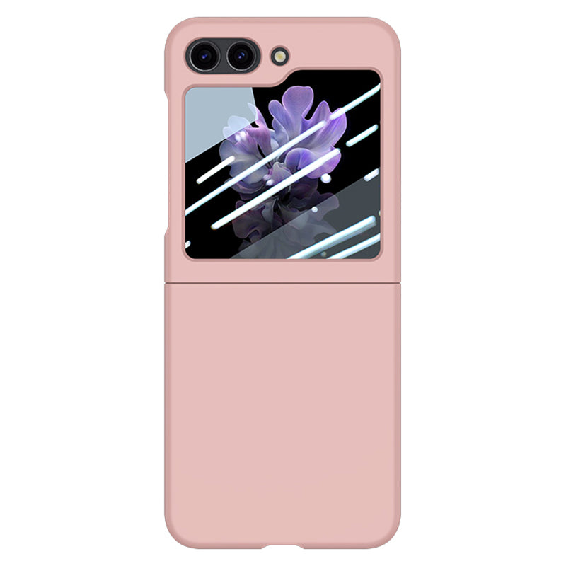 For Samsung Galaxy Z Flip6 5G Case Large Window Hard PC Phone Cover with Small Screen Film - Pink