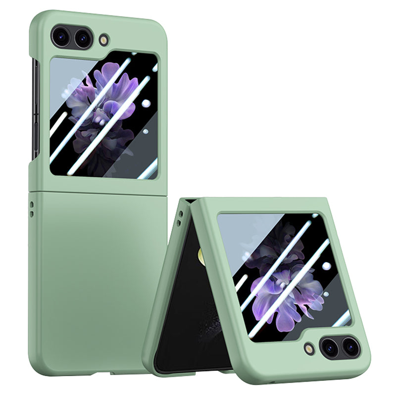 For Samsung Galaxy Z Flip6 5G Case Large Window Hard PC Phone Cover with Small Screen Film - Light Green