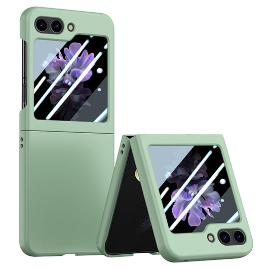 For Samsung Galaxy Z Flip6 5G Case Large Window Hard PC Phone Cover with Small Screen Film - Light Green