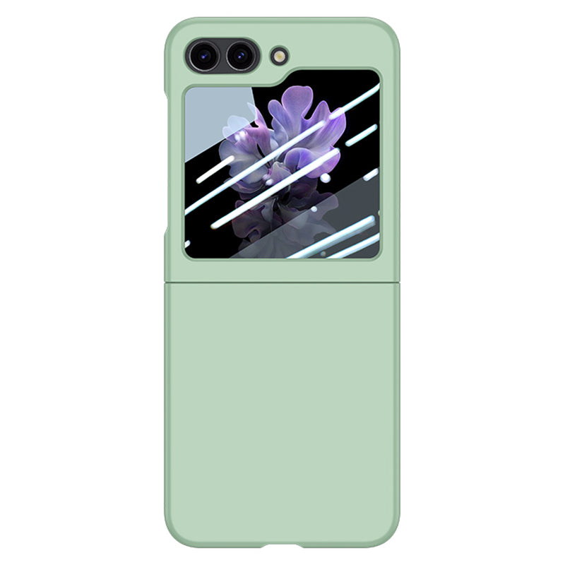 For Samsung Galaxy Z Flip6 5G Case Large Window Hard PC Phone Cover with Small Screen Film - Light Green