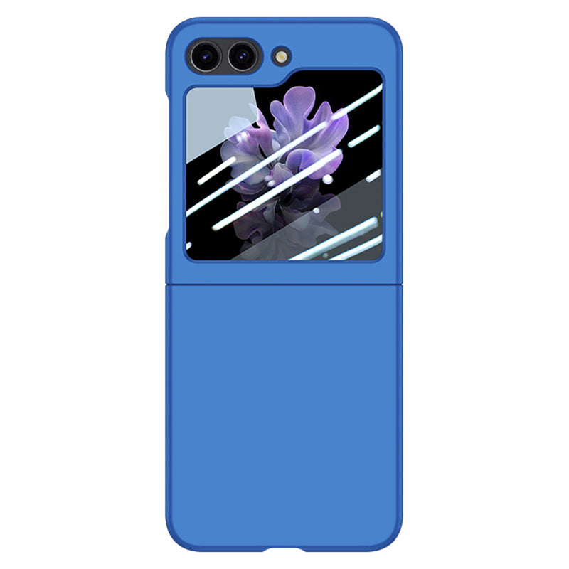 For Samsung Galaxy Z Flip6 5G Case Large Window Hard PC Phone Cover with Small Screen Film - Dark Blue