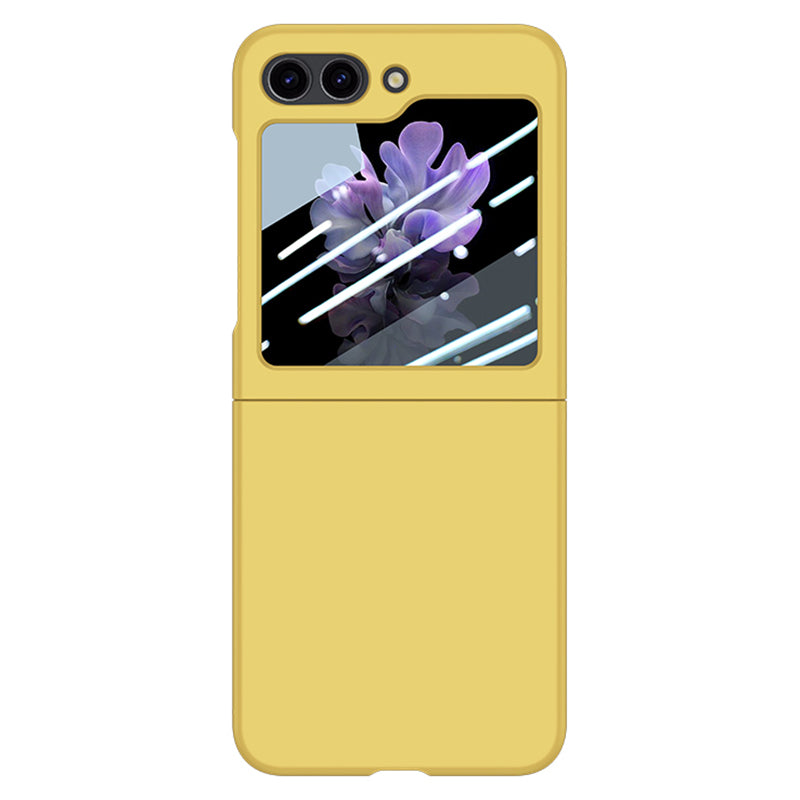 For Samsung Galaxy Z Flip6 5G Case Large Window Hard PC Phone Cover with Small Screen Film - Yellow