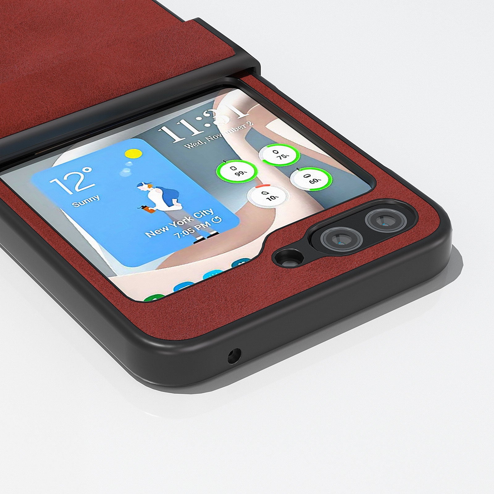 ABEEL For Samsung Galaxy Z Flip6 5G Phone Case Anti-scratch PU+PC Hinge Protection Cover - Red