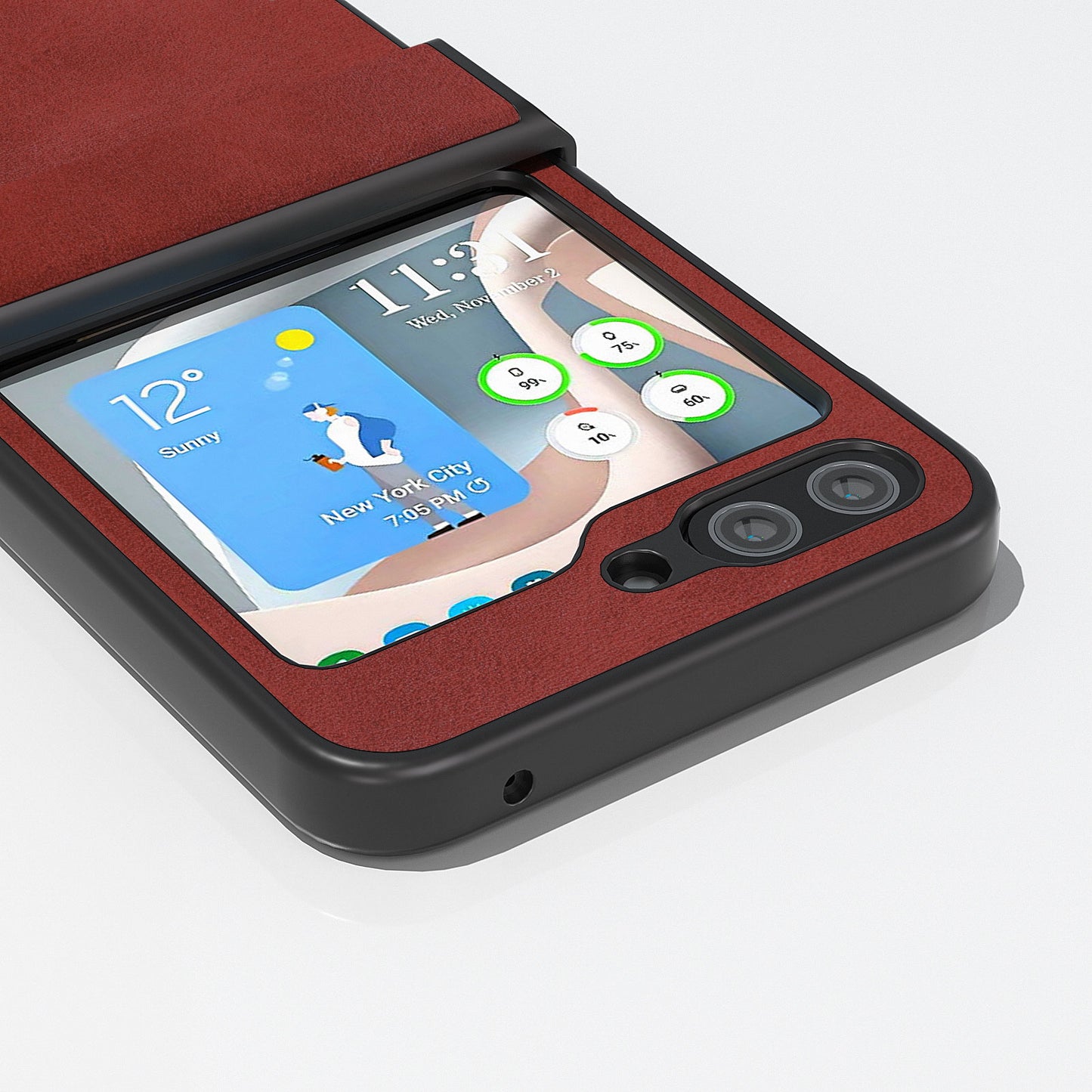 ABEEL For Samsung Galaxy Z Flip6 5G Phone Case Anti-scratch PU+PC Hinge Protection Cover - Red