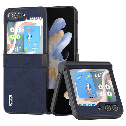 ABEEL For Samsung Galaxy Z Flip6 5G Phone Case Anti-scratch PU+PC Hinge Protection Cover - Blue