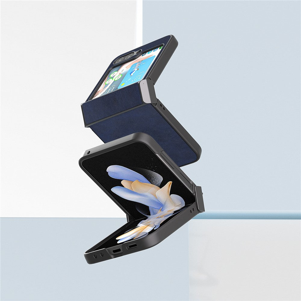 ABEEL For Samsung Galaxy Z Flip7 FE 5G / Z Flip6 5G Phone Case Anti-scratch PU+PC Hinge Protection Cover - Blue