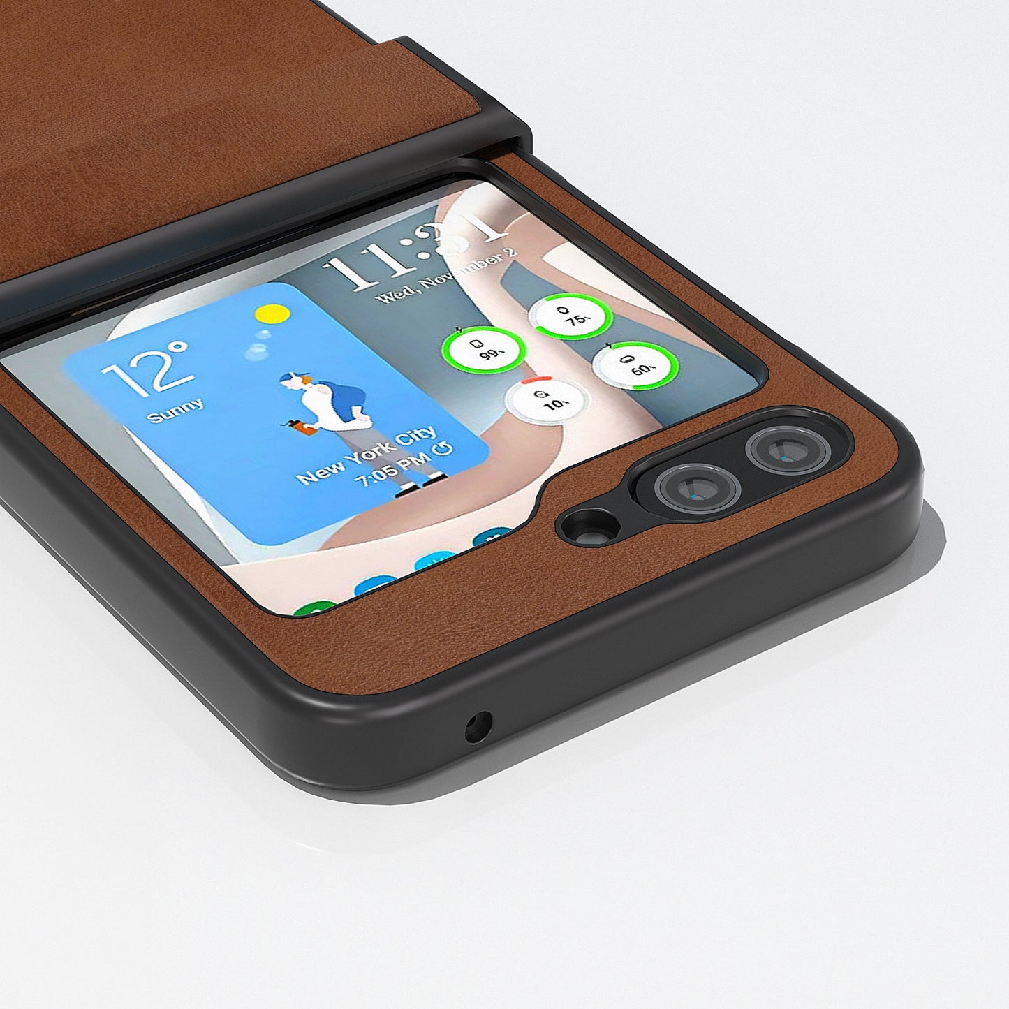 ABEEL For Samsung Galaxy Z Flip6 5G Phone Case Anti-scratch PU+PC Hinge Protection Cover - Brown