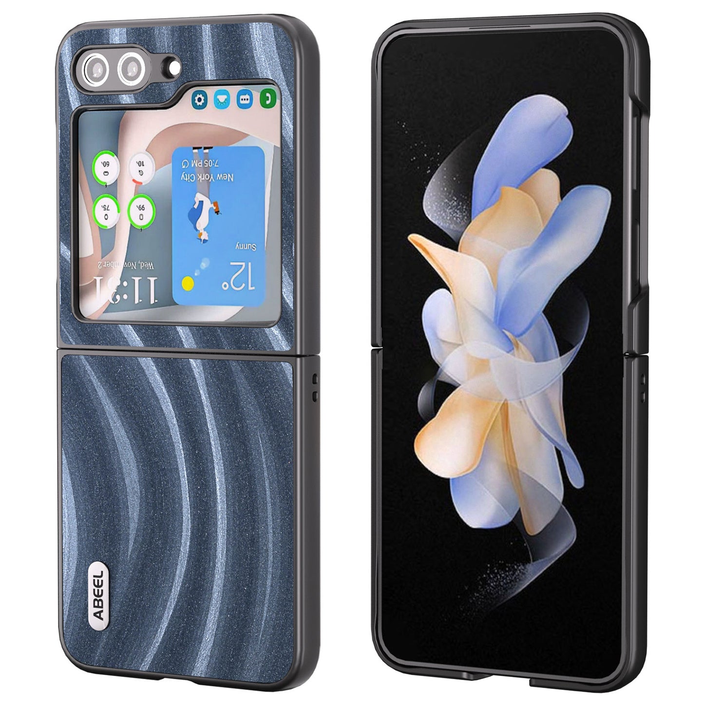 ABEEL Milky Way Series For Samsung Galaxy Z Flip6 5G Case PU Leather Coated PC Phone Cover - Blue