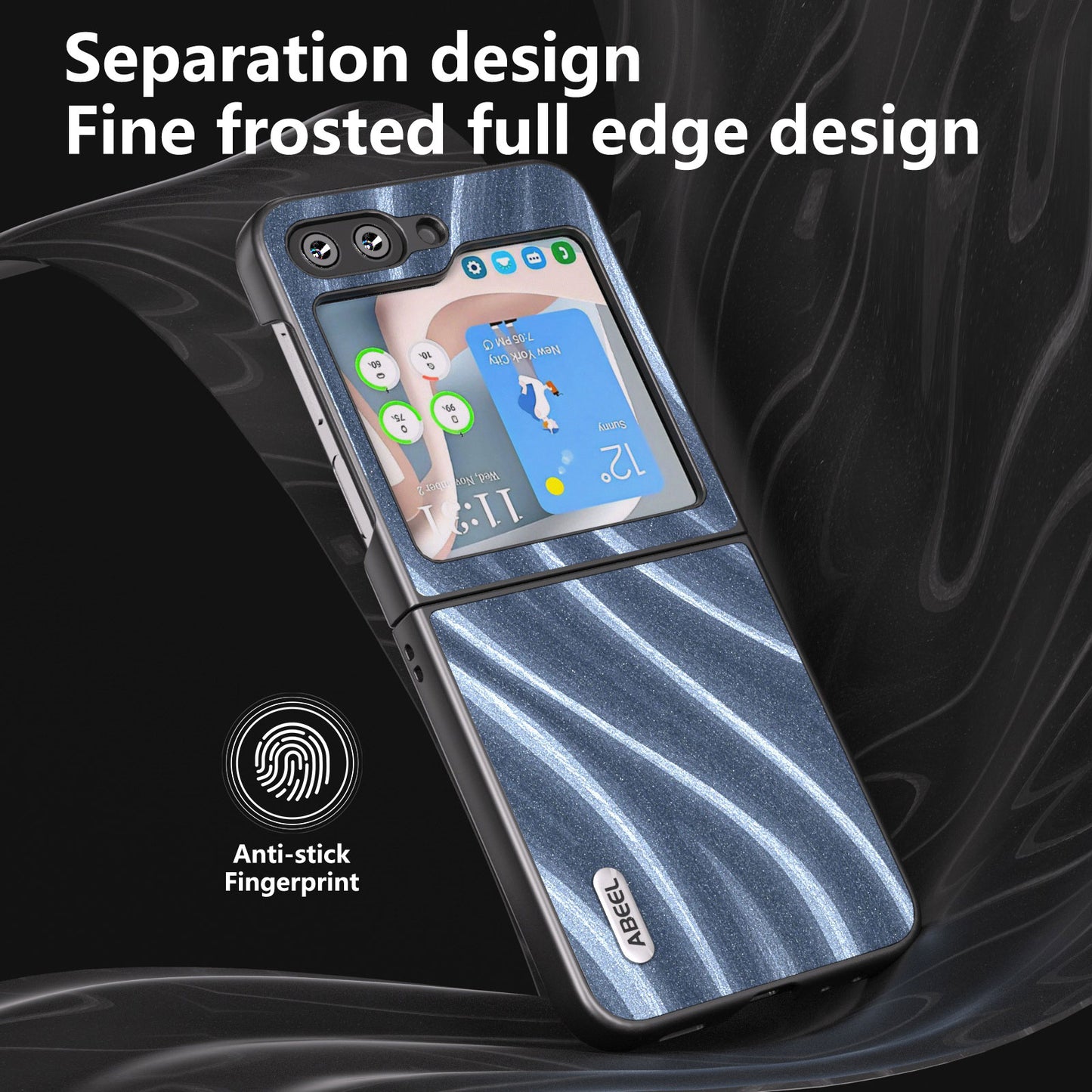 ABEEL Milky Way Series For Samsung Galaxy Z Flip6 5G Case PU Leather Coated PC Phone Cover - Blue