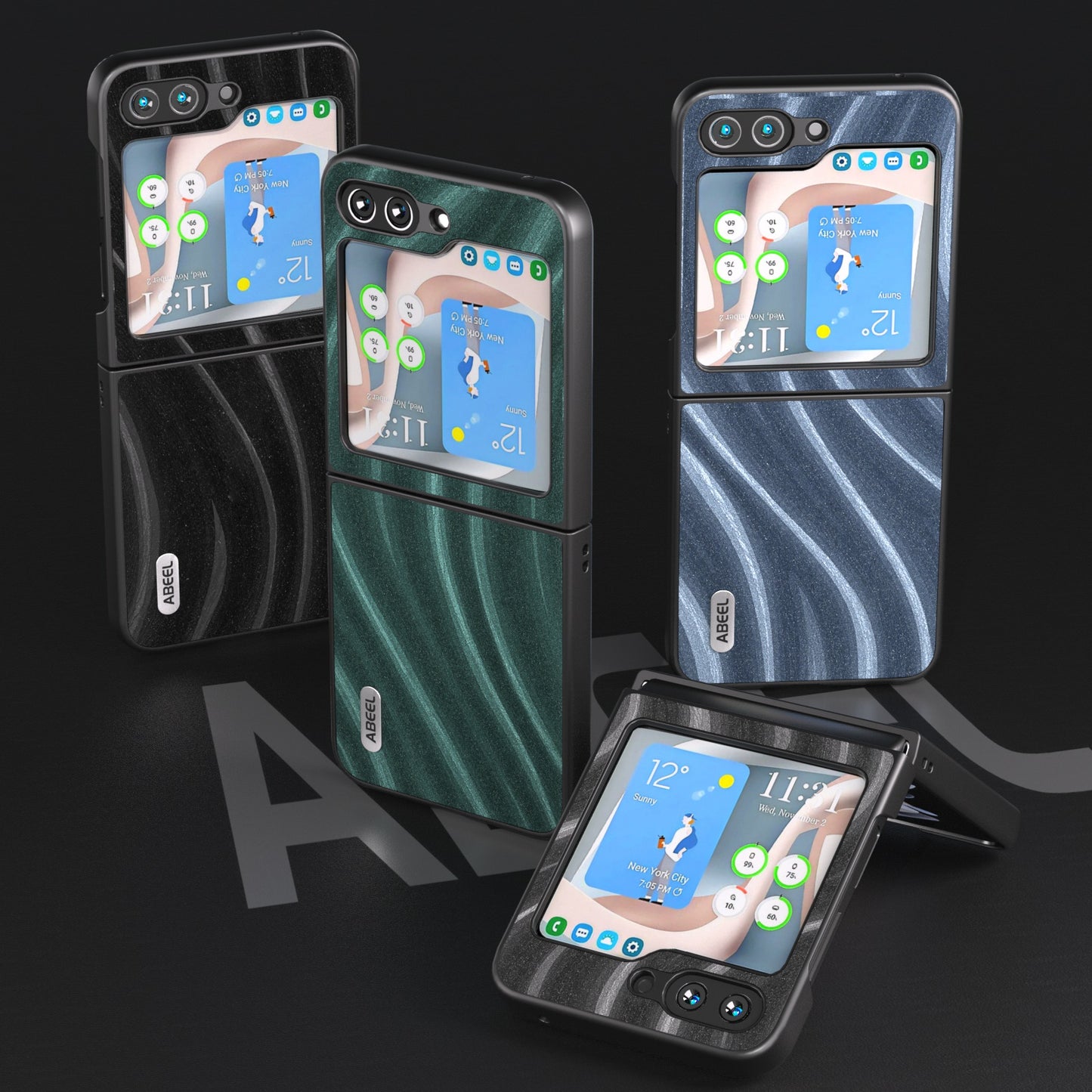 ABEEL Milky Way Series For Samsung Galaxy Z Flip6 5G Case PU Leather Coated PC Phone Cover - Blue