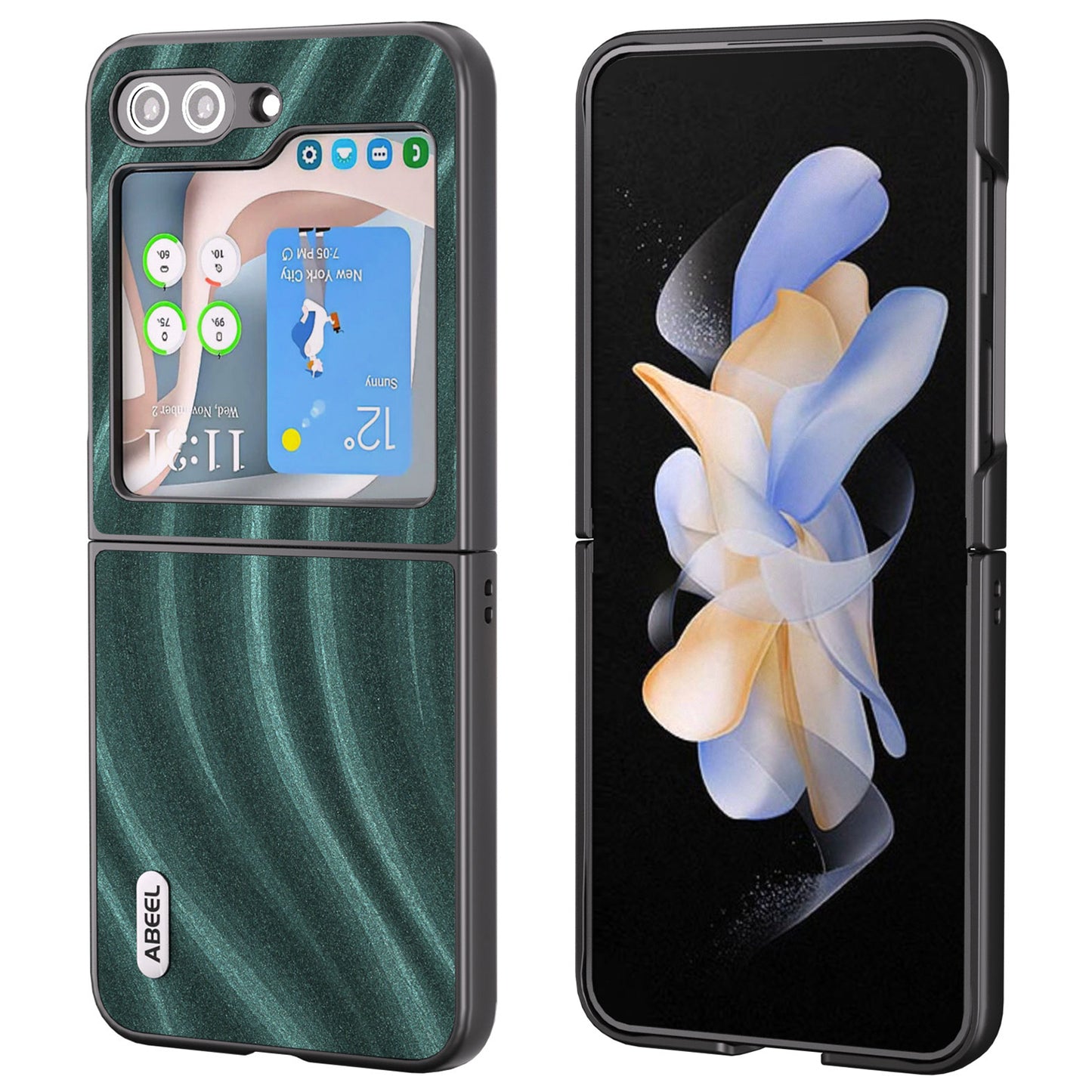 ABEEL Milky Way Series For Samsung Galaxy Z Flip6 5G Case PU Leather Coated PC Phone Cover - Green