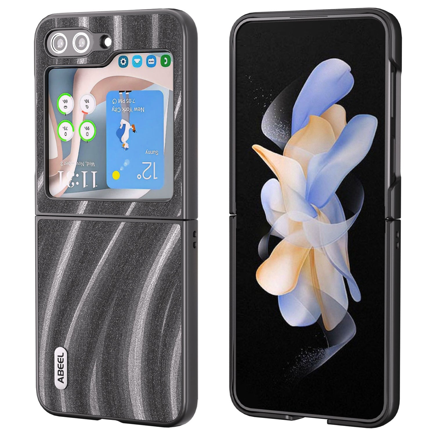 ABEEL Milky Way Series For Samsung Galaxy Z Flip6 5G Case PU Leather Coated PC Phone Cover - Grey