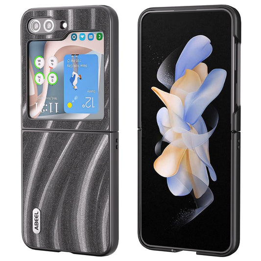 ABEEL Milky Way Series For Samsung Galaxy Z Flip7 FE 5G / Z Flip6 5G Case PU Leather Coated PC Phone Cover - Grey
