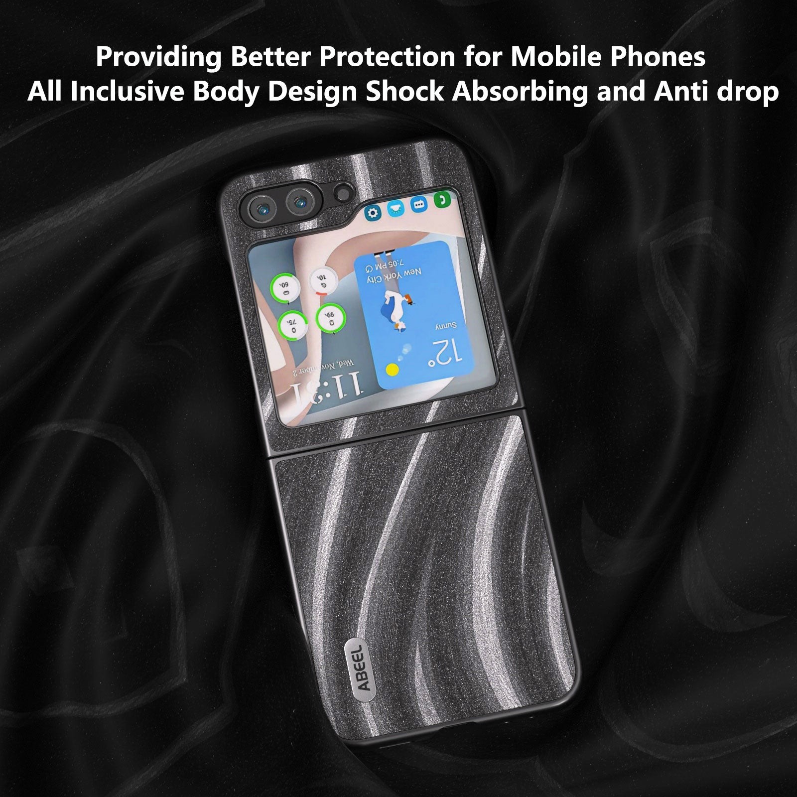 ABEEL Milky Way Series For Samsung Galaxy Z Flip6 5G Case PU Leather Coated PC Phone Cover - Grey