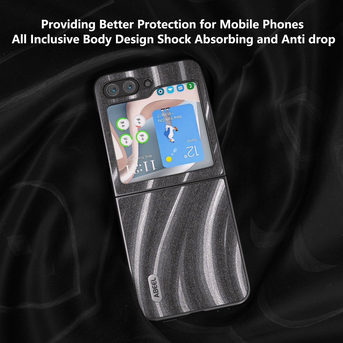 ABEEL Milky Way Series For Samsung Galaxy Z Flip6 5G Case PU Leather Coated PC Phone Cover - Grey