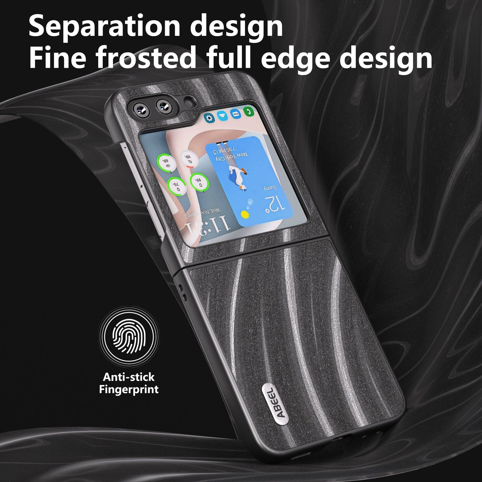 ABEEL Milky Way Series For Samsung Galaxy Z Flip6 5G Case PU Leather Coated PC Phone Cover - Grey