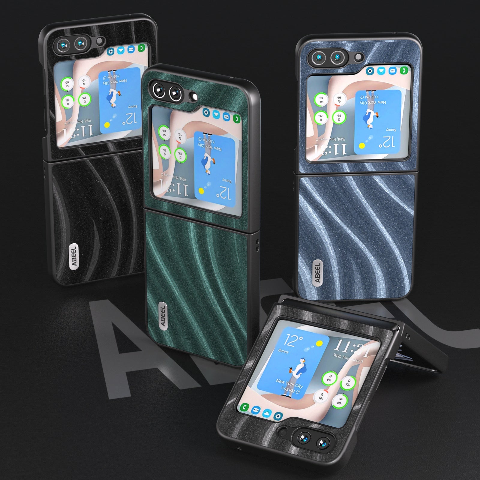 ABEEL Milky Way Series For Samsung Galaxy Z Flip6 5G Case PU Leather Coated PC Phone Cover - Grey