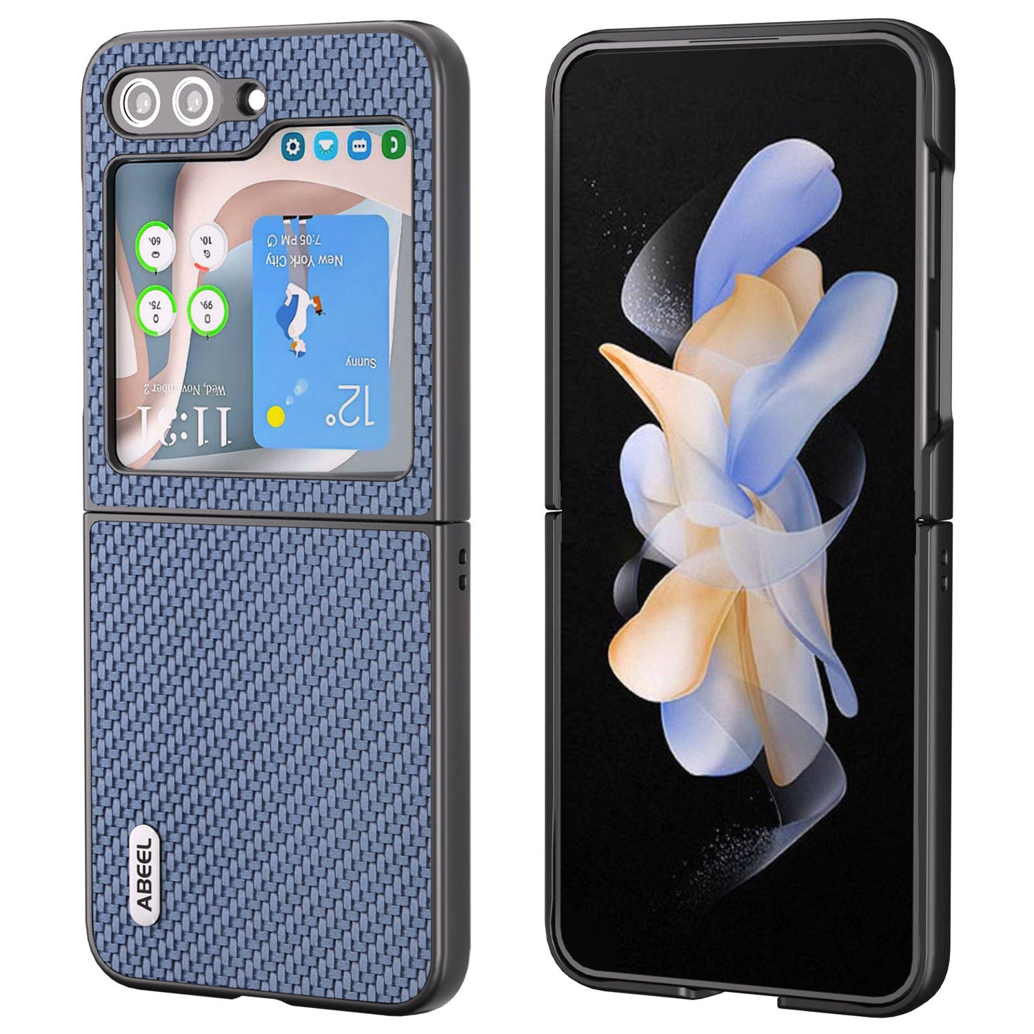 ABEEL For Samsung Galaxy Z Flip6 5G Case Carbon Fiber Texture Phone Protective Cover - Baby Blue