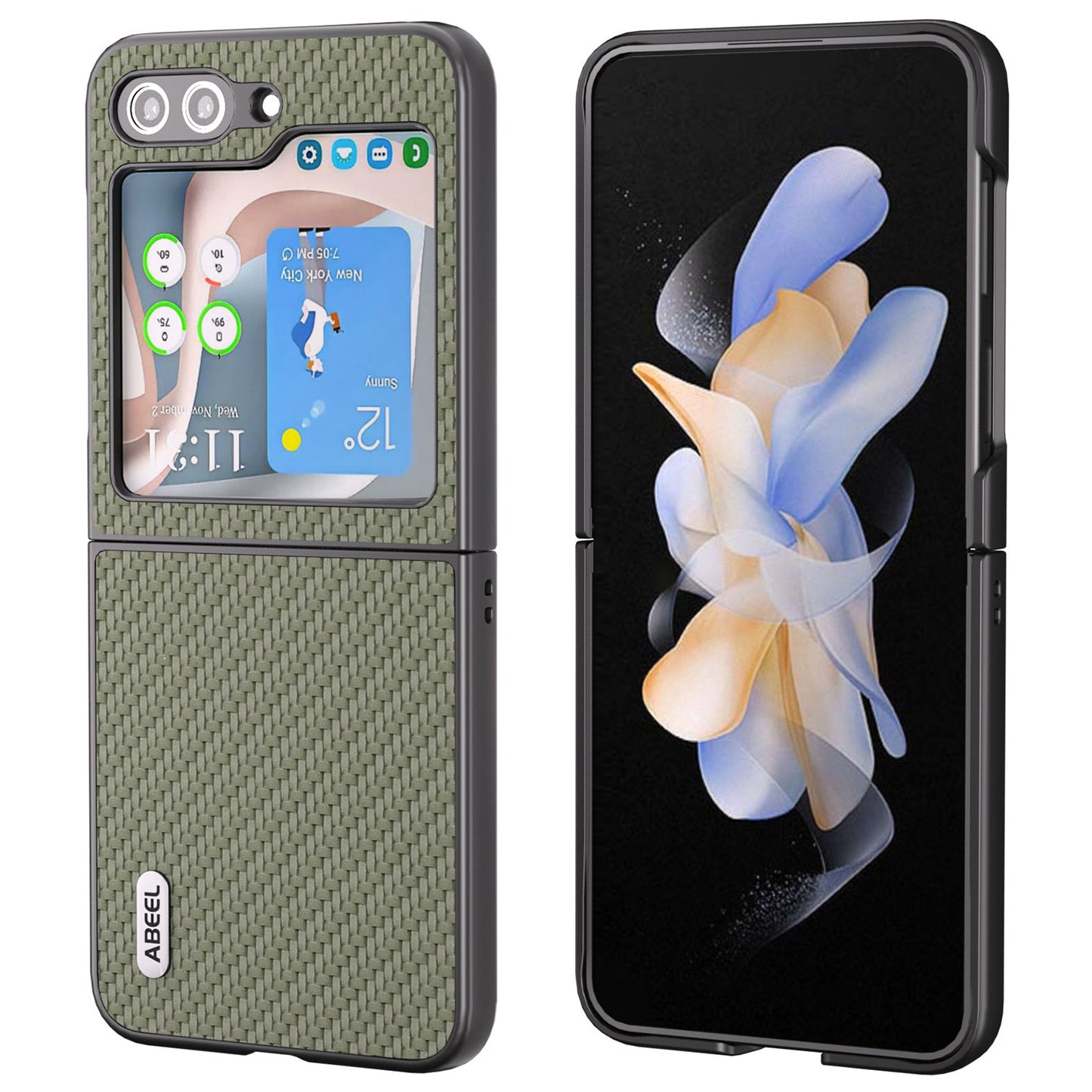 ABEEL For Samsung Galaxy Z Flip6 5G Case Carbon Fiber Texture Phone Protective Cover - Green