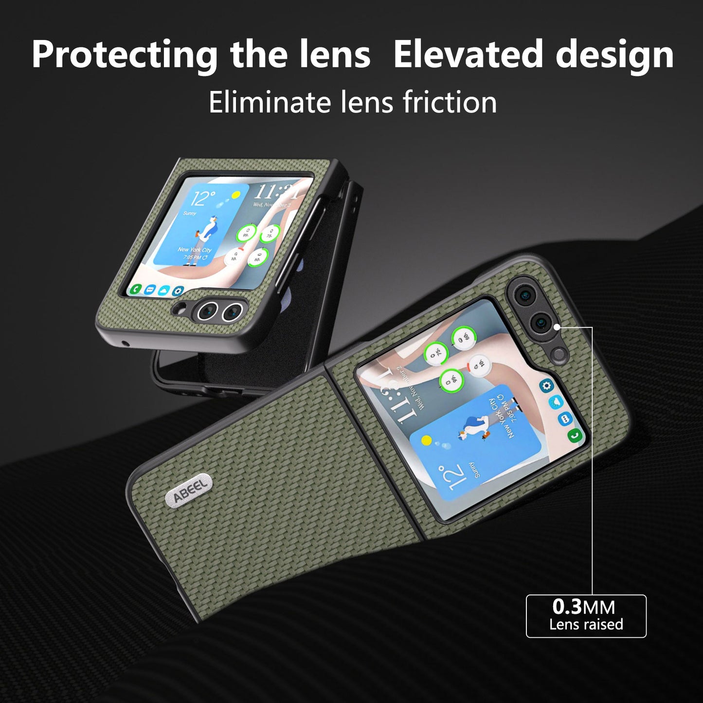 ABEEL For Samsung Galaxy Z Flip6 5G Case Carbon Fiber Texture Phone Protective Cover - Green