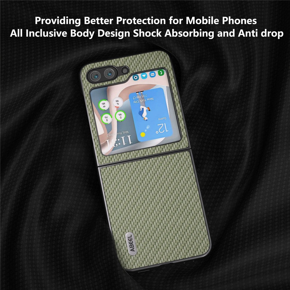 ABEEL For Samsung Galaxy Z Flip7 FE 5G / Z Flip6 5G Case Carbon Fiber Texture Phone Protective Cover - Green