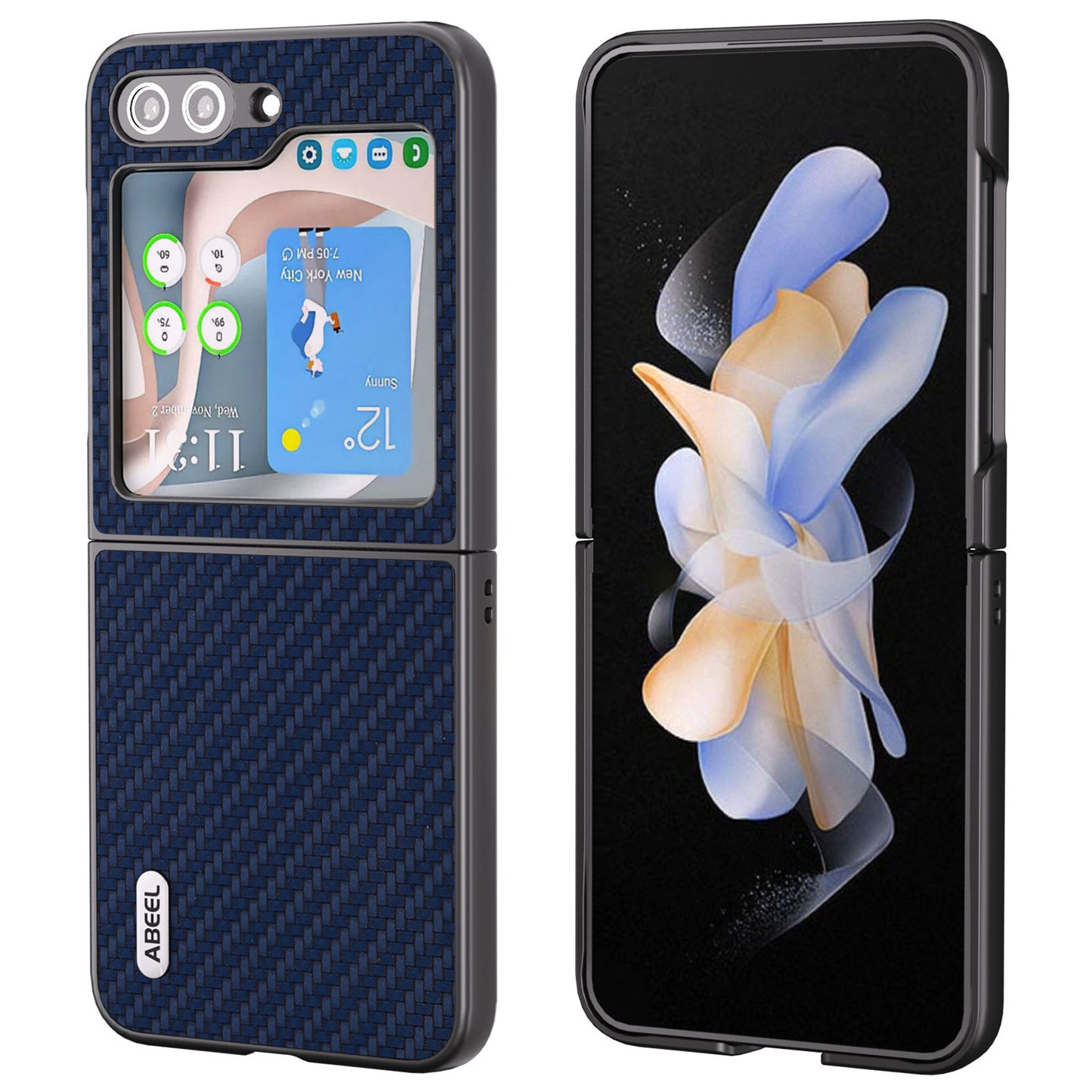 ABEEL For Samsung Galaxy Z Flip6 5G Case Carbon Fiber Texture Phone Protective Cover - Blue