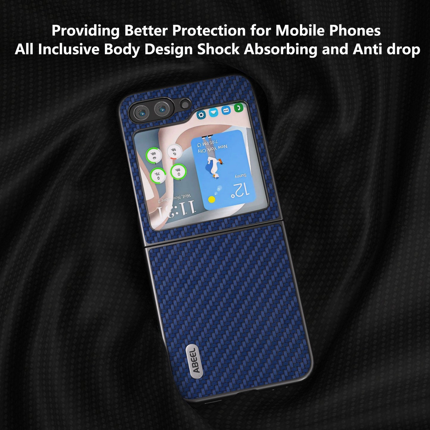 ABEEL For Samsung Galaxy Z Flip6 5G Case Carbon Fiber Texture Phone Protective Cover - Blue