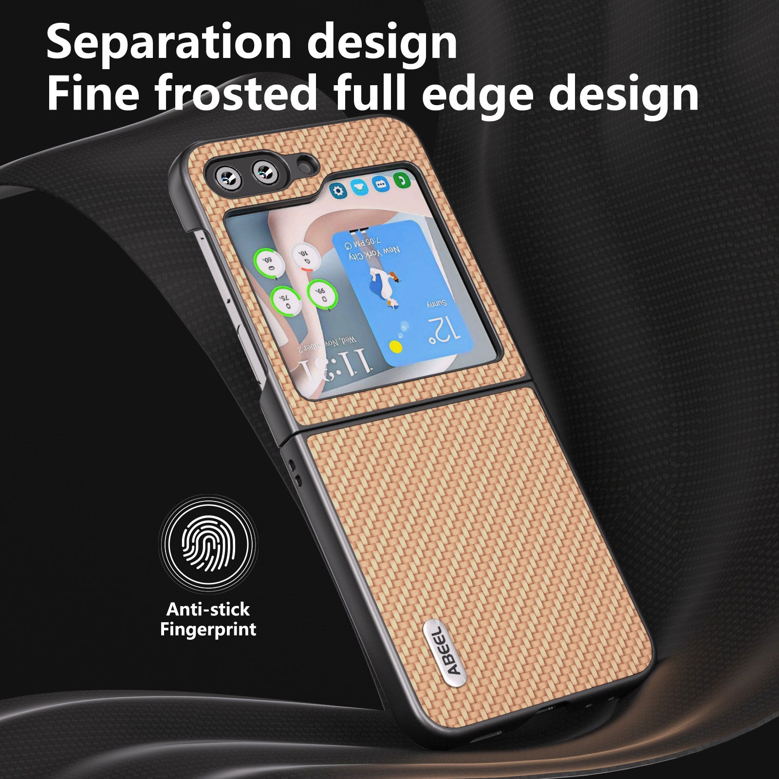 ABEEL For Samsung Galaxy Z Flip6 5G Case Carbon Fiber Texture Phone Protective Cover - Light Yellow