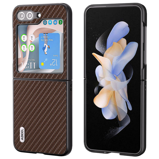 ABEEL For Samsung Galaxy Z Flip6 5G Case Carbon Fiber Texture Phone Protective Cover - Brown